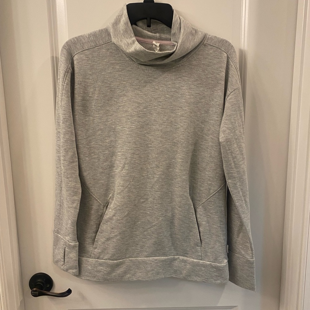 RBX Cowl Neck Lightweight Ultra Soft Plush Fleece Pullover Sweatshirt Gray Small